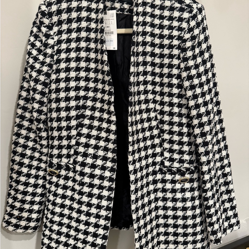Zara Monochrome Houndstooth Blazer